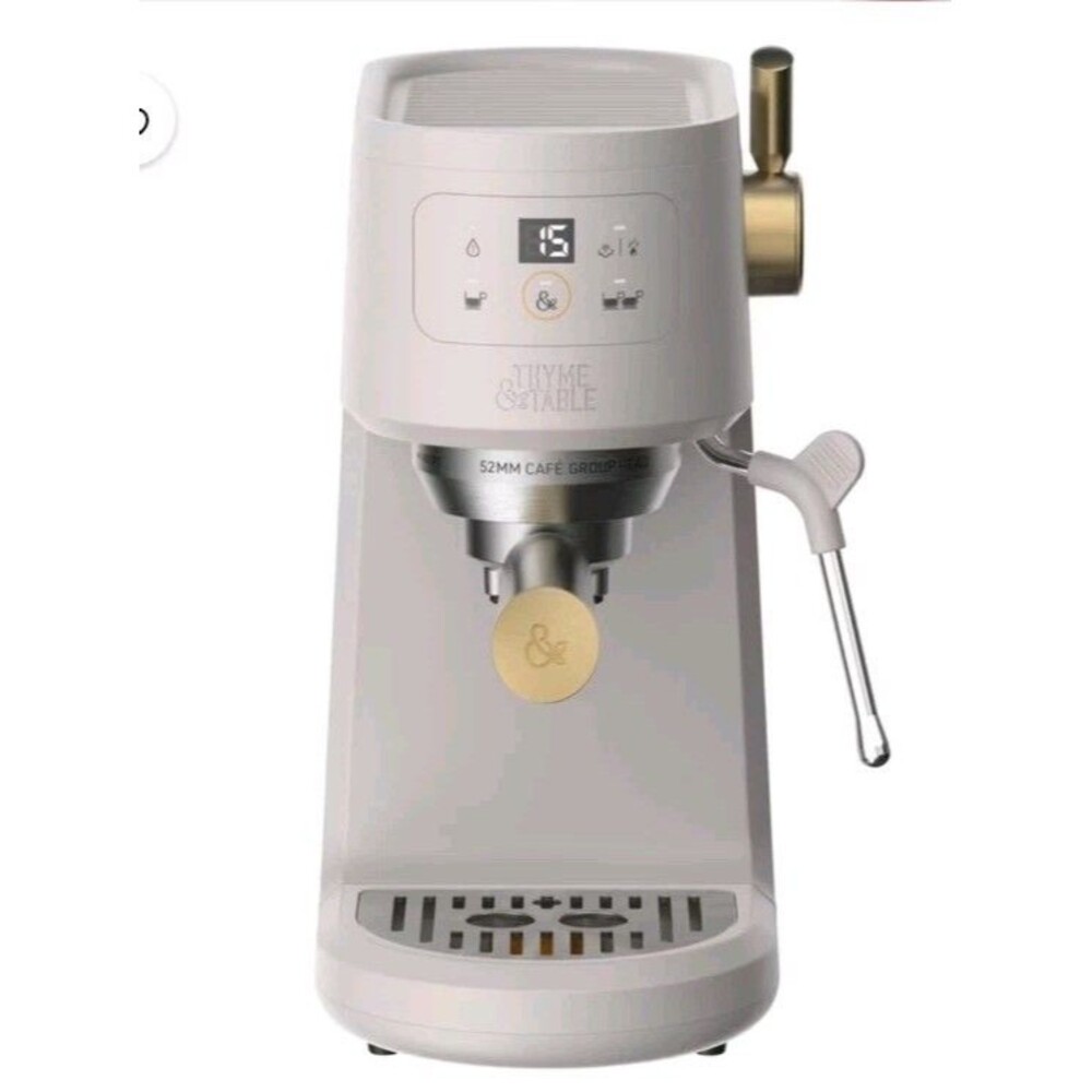 Thyme & Table Mini Espresso Machine Sand White 15 Bar Pressure and Steam Wand